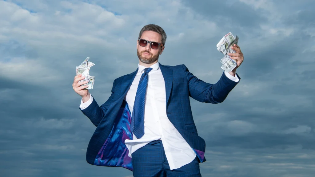 Marketing Betrüger, der mit seinem Scam das Geld von Selbstständigen nimmt