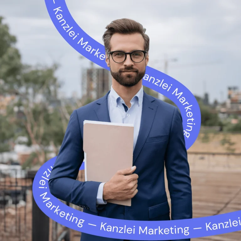 Anwalt, der Marketing für seine Kanzlei sucht und draußen Strategie Papiere dazu festhält